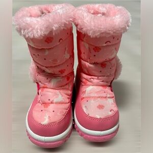 Merence girls kids  Pink Unicorn Winter Snow Boots size 23 us 7